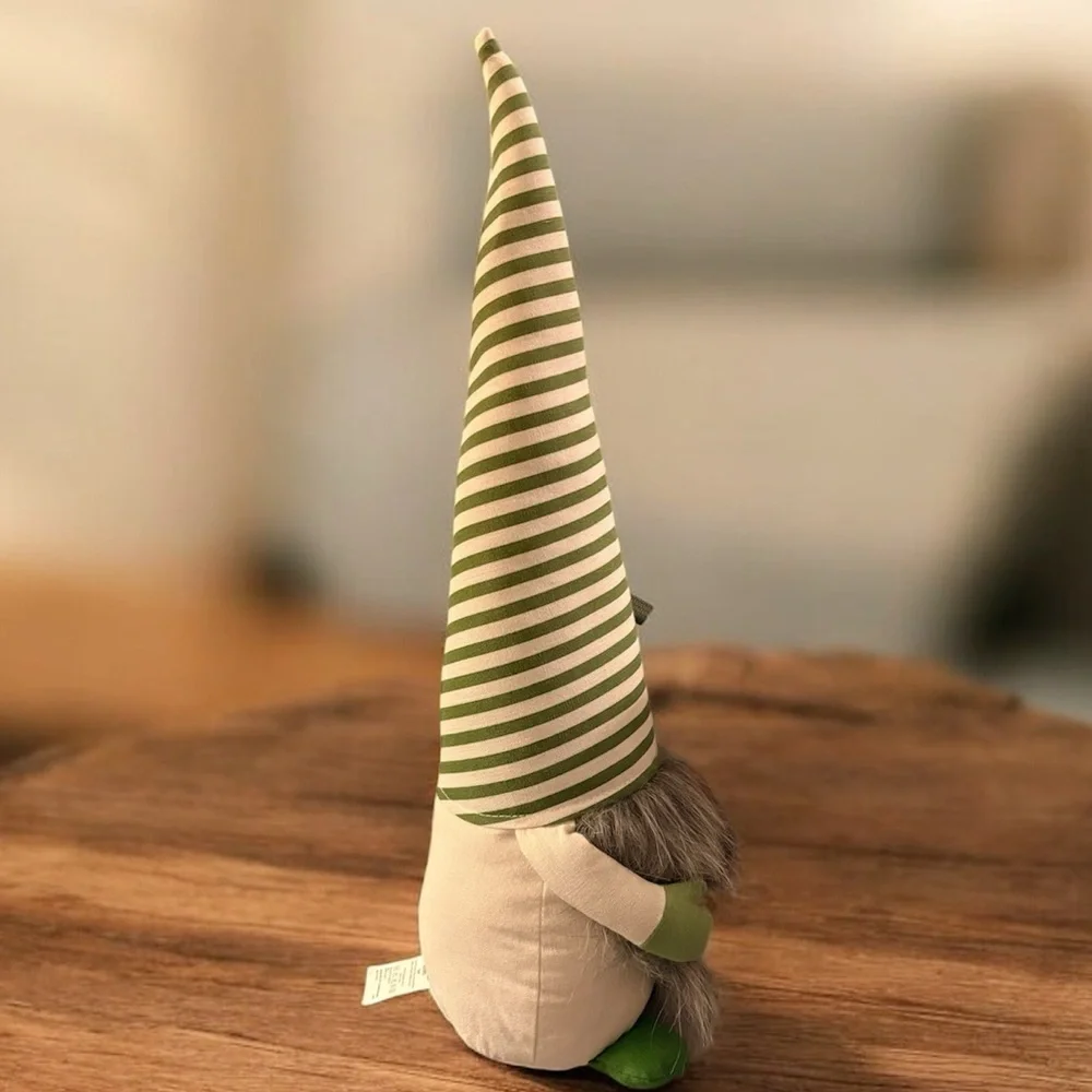 NWT Huntington Home 20” St Patrick’s Day Green and Cream Striped Gnome Plush